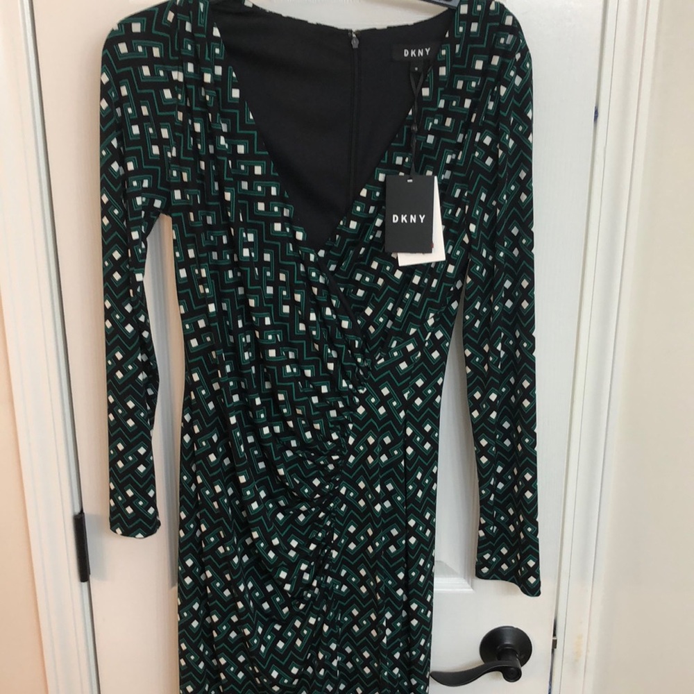 DKNY Faux Ruched Wrap Dress